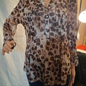 Ava & Grace Brown Animal Print Tunic Style Blouse